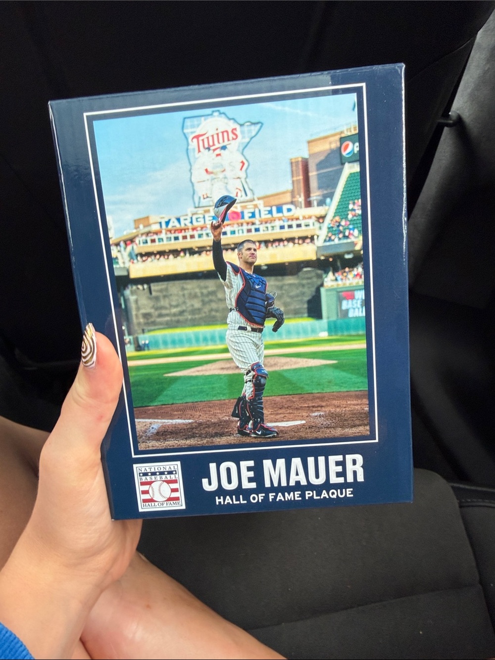 Joe Mauer Hall of Fame Plaque - Navy Blue